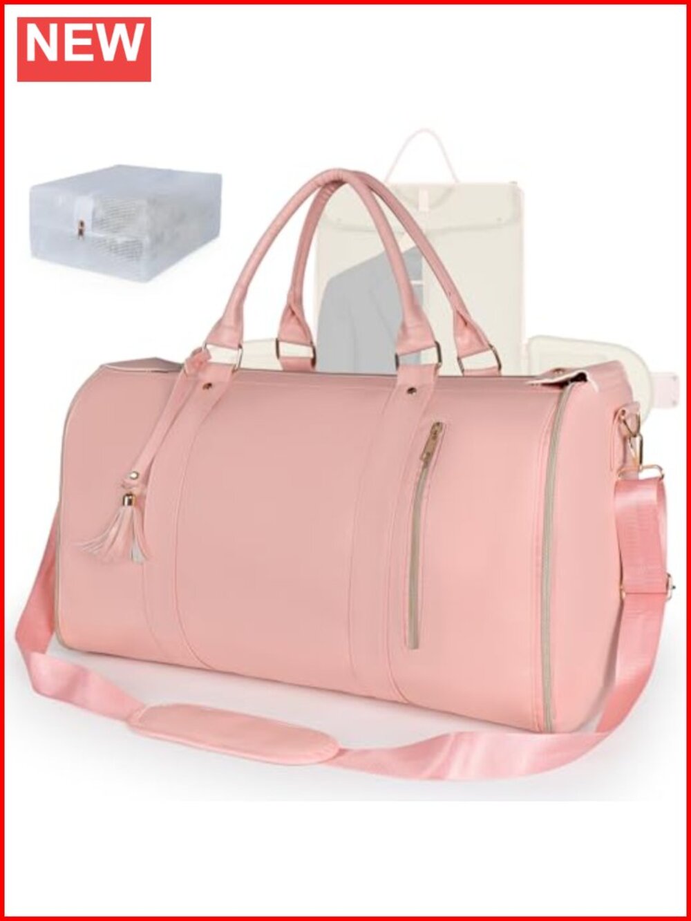 45L PU Leather Convertible Garment Duffle Bag Carry On Travel Suit Bag with
